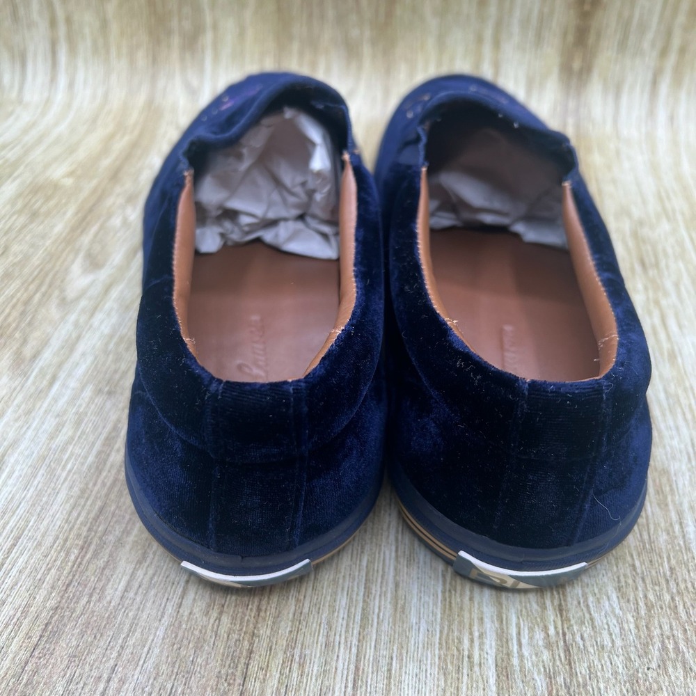 Ralph Lauren Purple Label Slip On Sneakers Mens 11D Navy Velvet Equestrian Crest - Picture 4 of 10